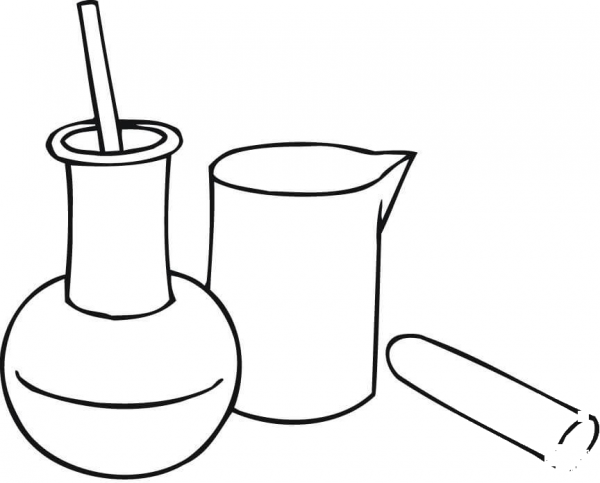 Chemistry Beakers coloring page image