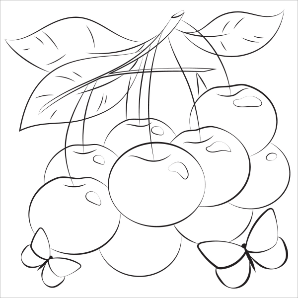 Cherry coloring page image
