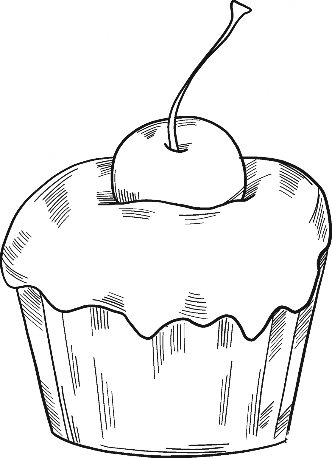 Cherry Cupcake coloring page - ColouringPages
