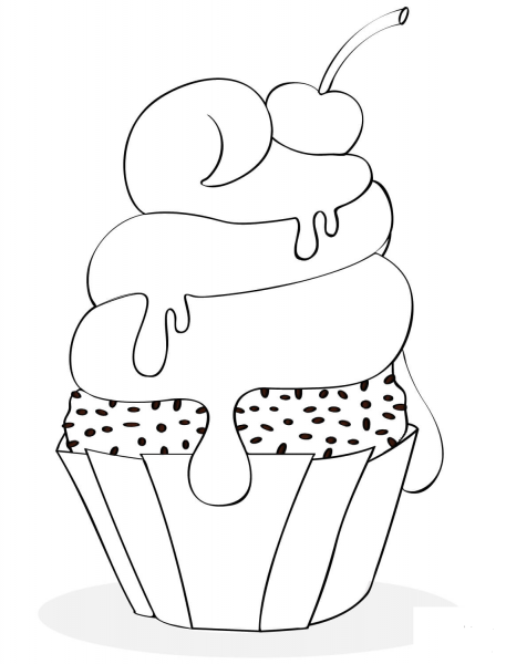 Cherry Cupcake coloring page image