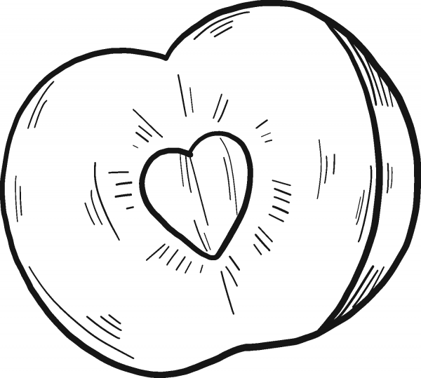 Cherry cut in half coloring page image