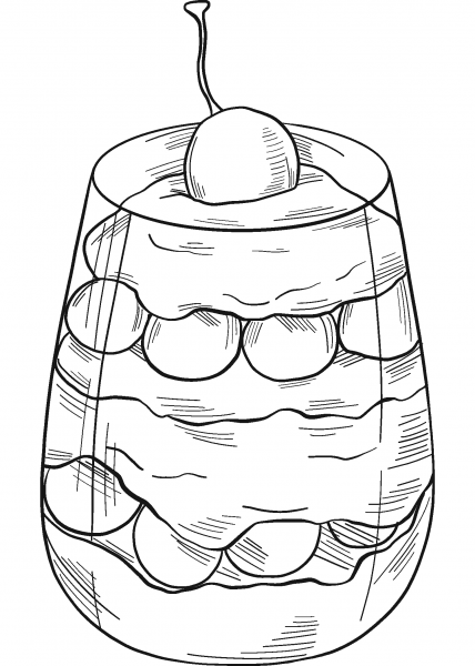 Cherry Dessert coloring page image