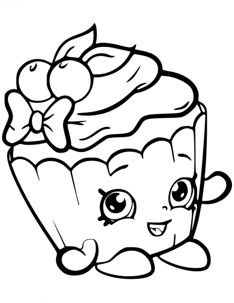 Cherry Nice Cupcake Shopkin coloring page image
