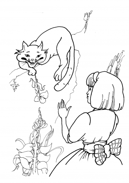 Cheshire Cat With Alice  coloring page image