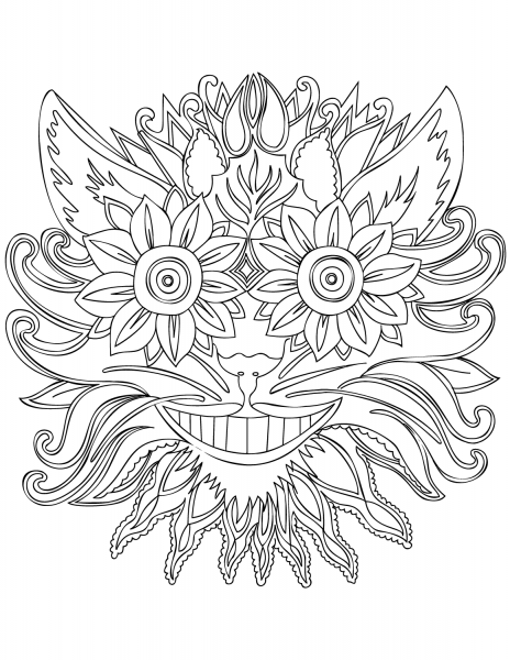 Cheshire Cat Zentangle coloring page image