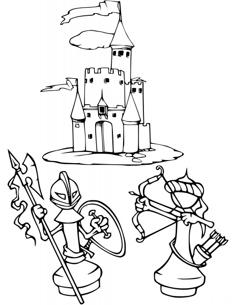 Chess Battle coloring page image