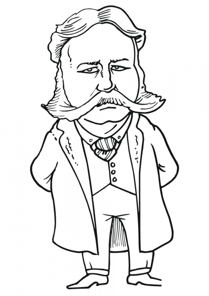 Chester A. Arthur caricature coloring page image