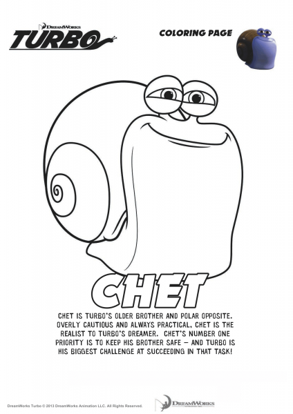 Chet from Turbo coloring page image