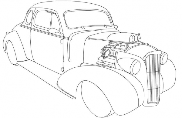 Chevy Coupe Hot Rod coloring page image