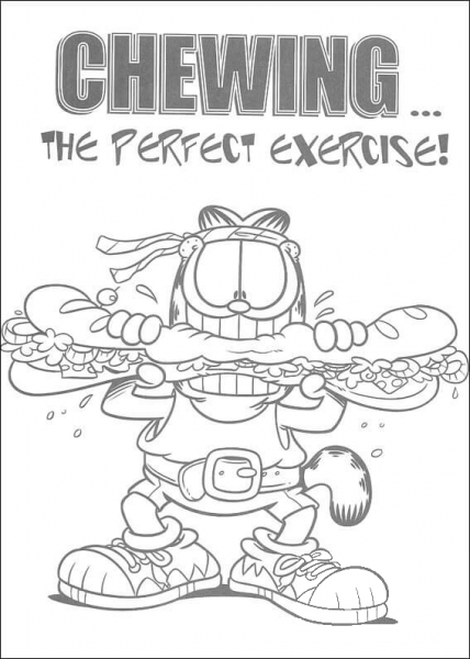 Chewing is Perfect Exercise  coloring page image
