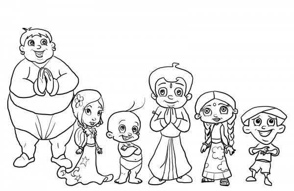 Chhota Bheem Characters coloring page image