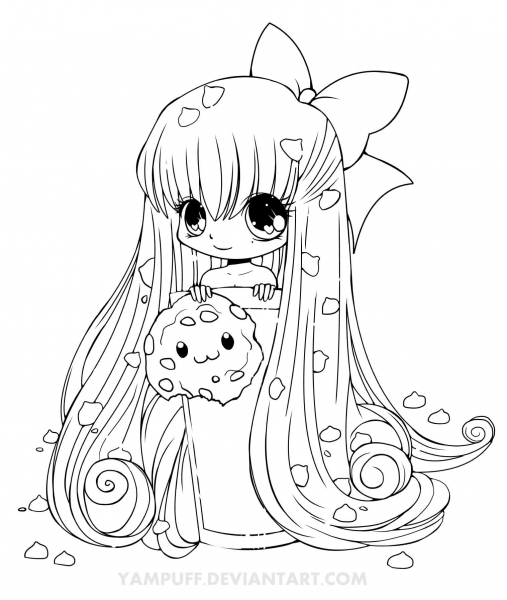 Chibi Cookie Girl coloring page image