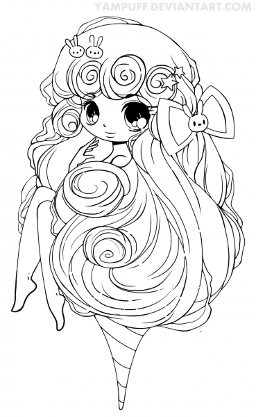 Chibi Cotton Candy Girl coloring page image