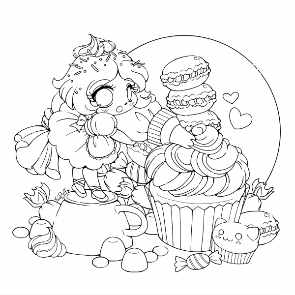 Chibi Frosting Fairy Girl coloring page image