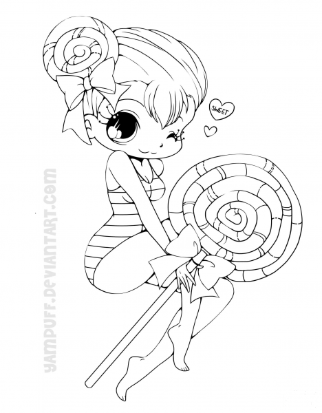 Chibi Lollipop Girl coloring page image