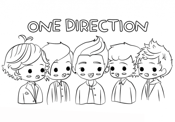 Chibi One Direction coloring page image