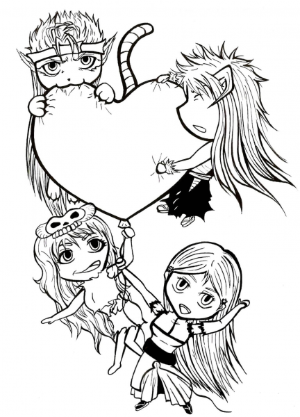Chibis with Heart from Manga Bleach coloring page image