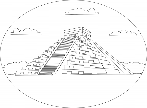 Chichen Itza coloring page image