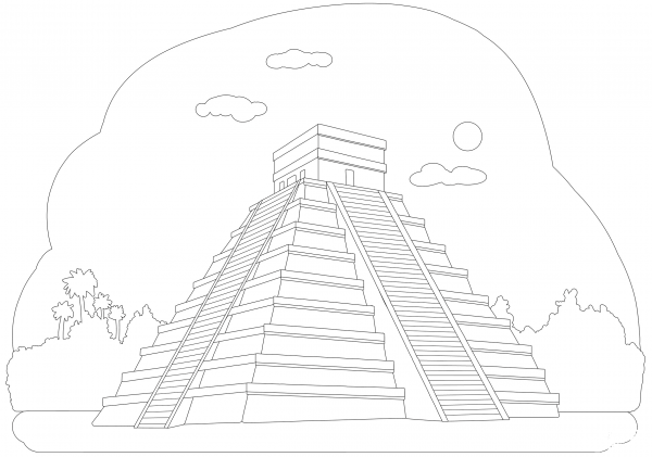 Chichen Itza coloring page image