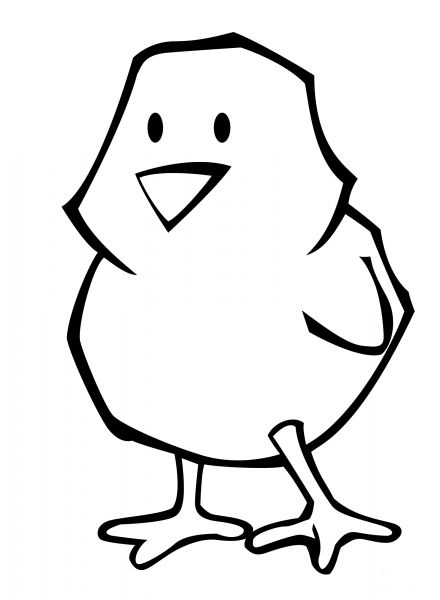 Chick Black White coloring page image