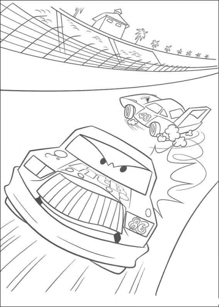 Chick Hicks leaves McQueen behind coloring page image