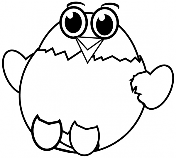 Chick in Shell coloring page image