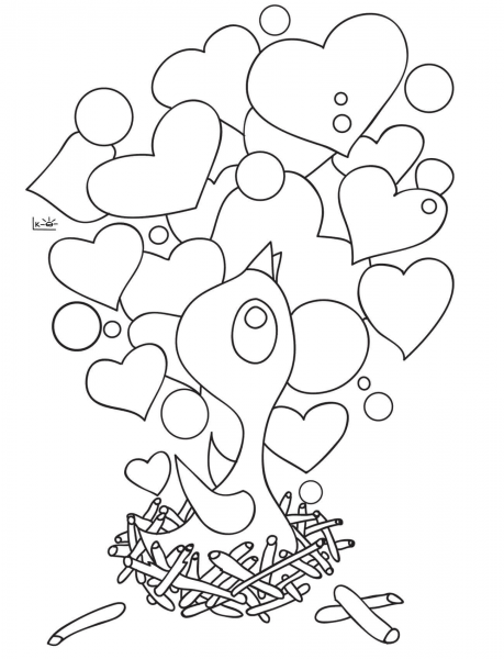 Chick in the Nest coloring page image