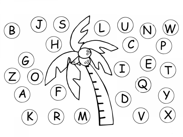 Chicka Chicka Boom Boom Letter Cover Up coloring page image