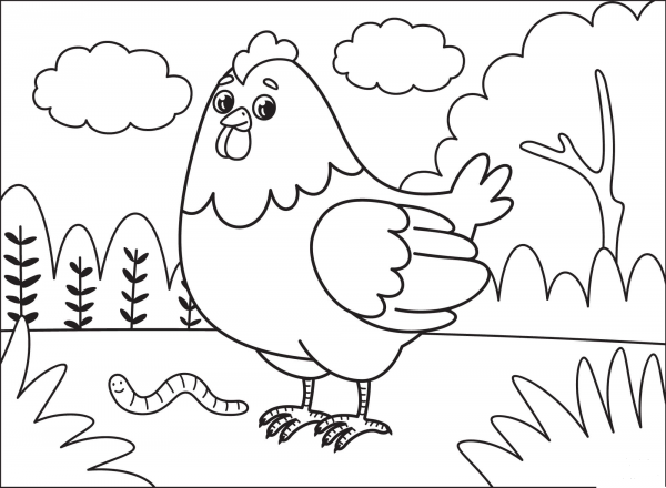 Chicken coloring page image