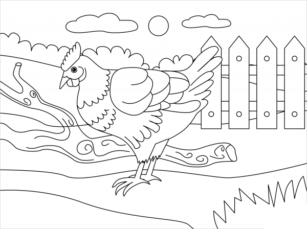 Chicken coloring page image
