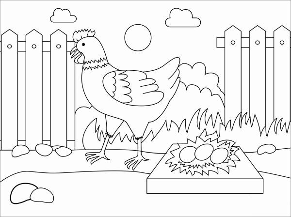 Chicken coloring page image