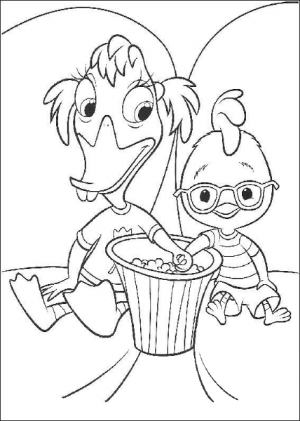 Chicken Little And Abbey  coloring page image
