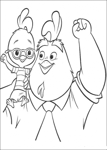 Chicken Little And his Father  coloring page image