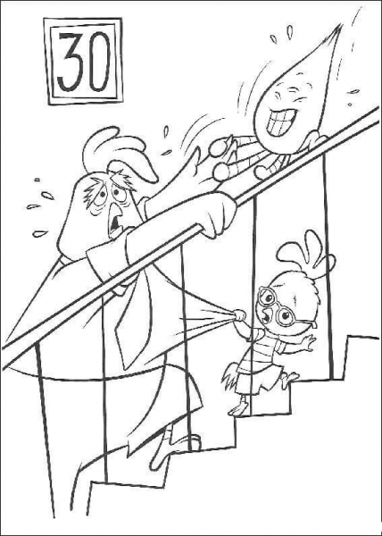 Chicken Little Asks his Father To Follow Him  coloring page image