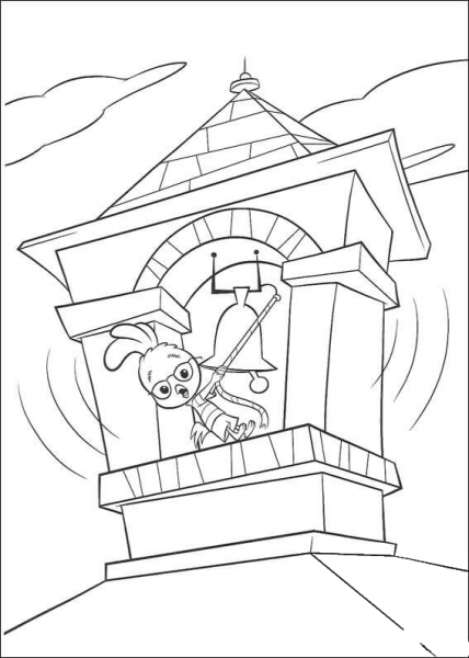 Chicken Little Is Ringing The Bell  coloring page image