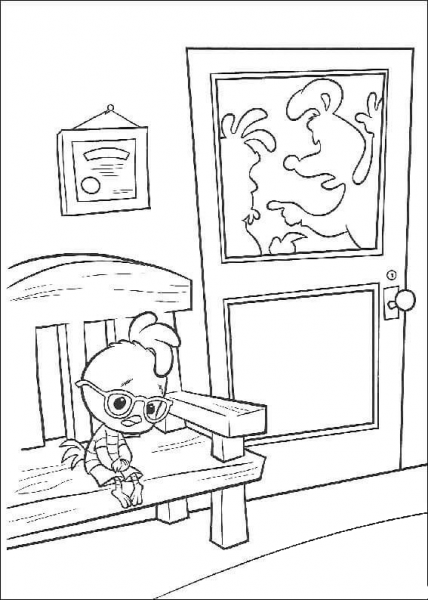 Chicken Little Is Sitting On The Chair  coloring page image