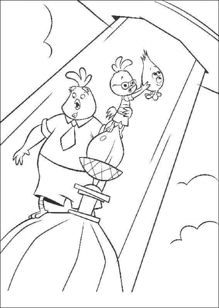 Chicken Little Take His Father To The Ufo  coloring page image
