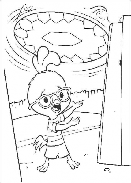 Chicken Little Tells About The Ufo  coloring page image