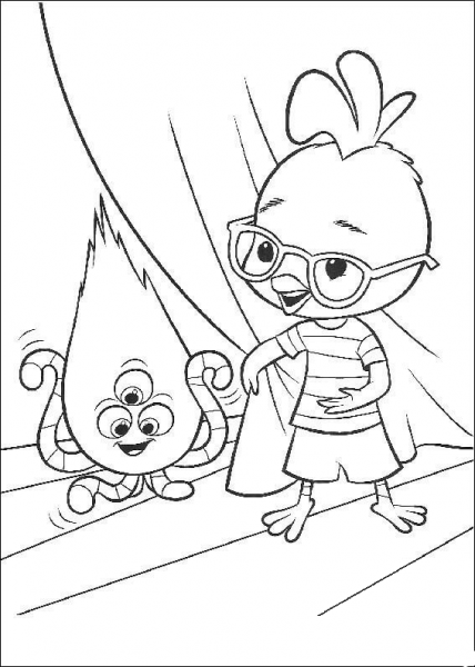 Chicken Little With An Alien  coloring page image