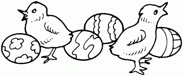Chickens and Easter Eggs coloring page image