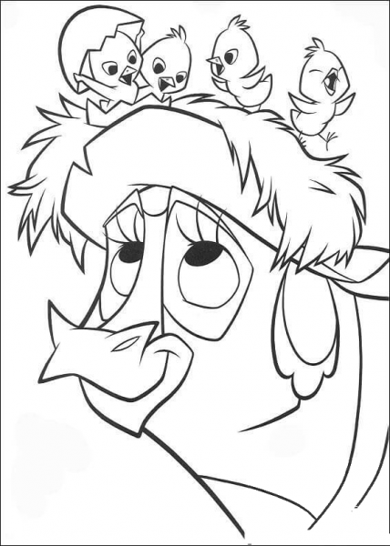 Chicks on the cow coloring page image