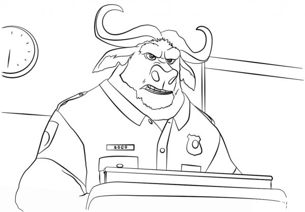 Chief Bogo from Zootopia coloring page image