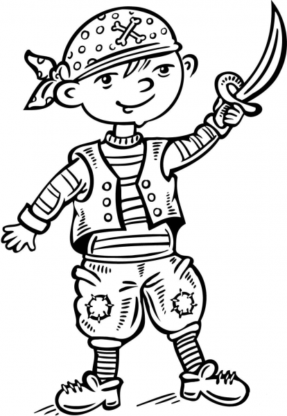 Child Dressed up like a Pirate coloring page image