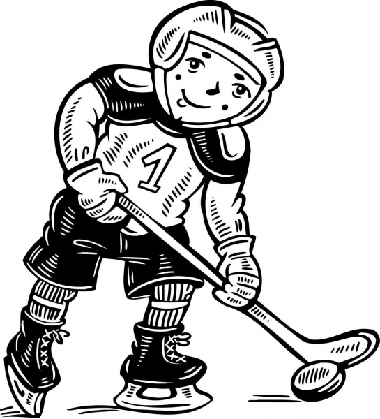 Child Hockey Player coloring page image