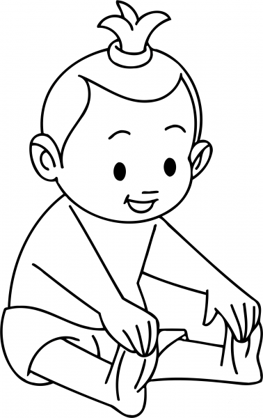 Child Line Drawing coloring page image