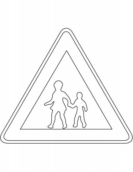“Children Crossing Ahead” Sign in South Korea coloring page image