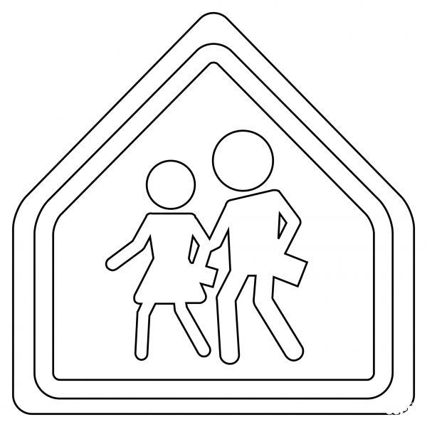 Children Crossing coloring page image