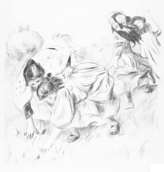 Children Playing Ball coloring page image