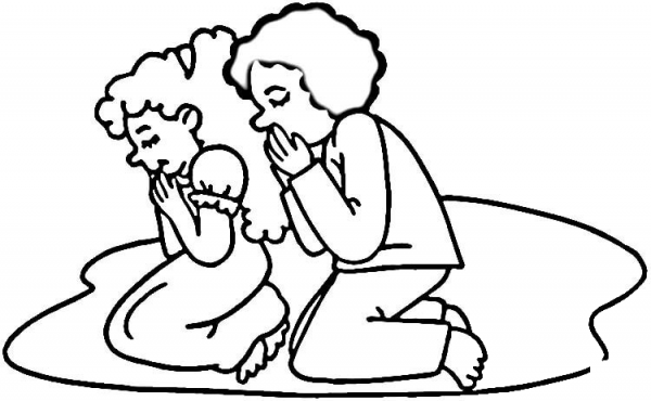 Children Praying  coloring page image