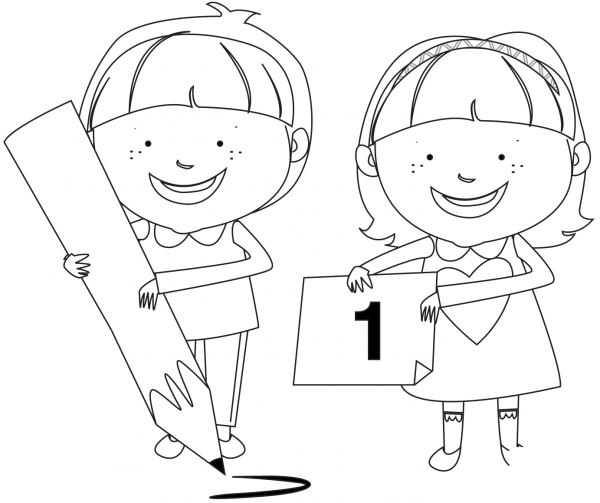 Children Preparing for School coloring page image
